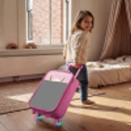 Lama - Wit - Zonnebril - Wimpers Kinderkoffer - Roze klein -sfeer1