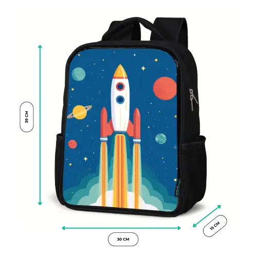 Raket - Planeten - Ruimte Rugzak - Zwart middel -productfoto_formaten