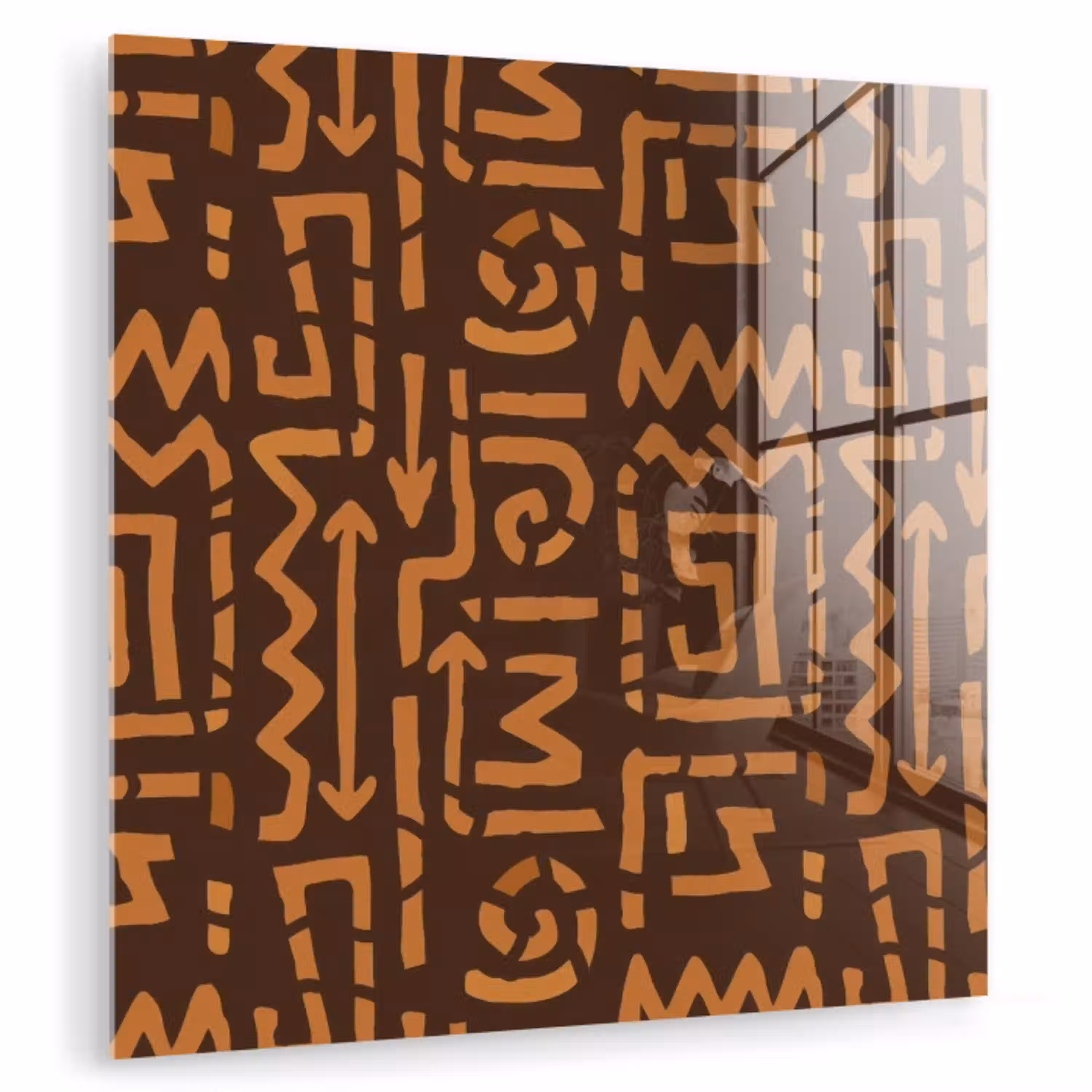 Chocoladebruin - Etnisch - Tribaal - Symbolen plexiglas 5mm klein 11 -zzzproduct_nieuw