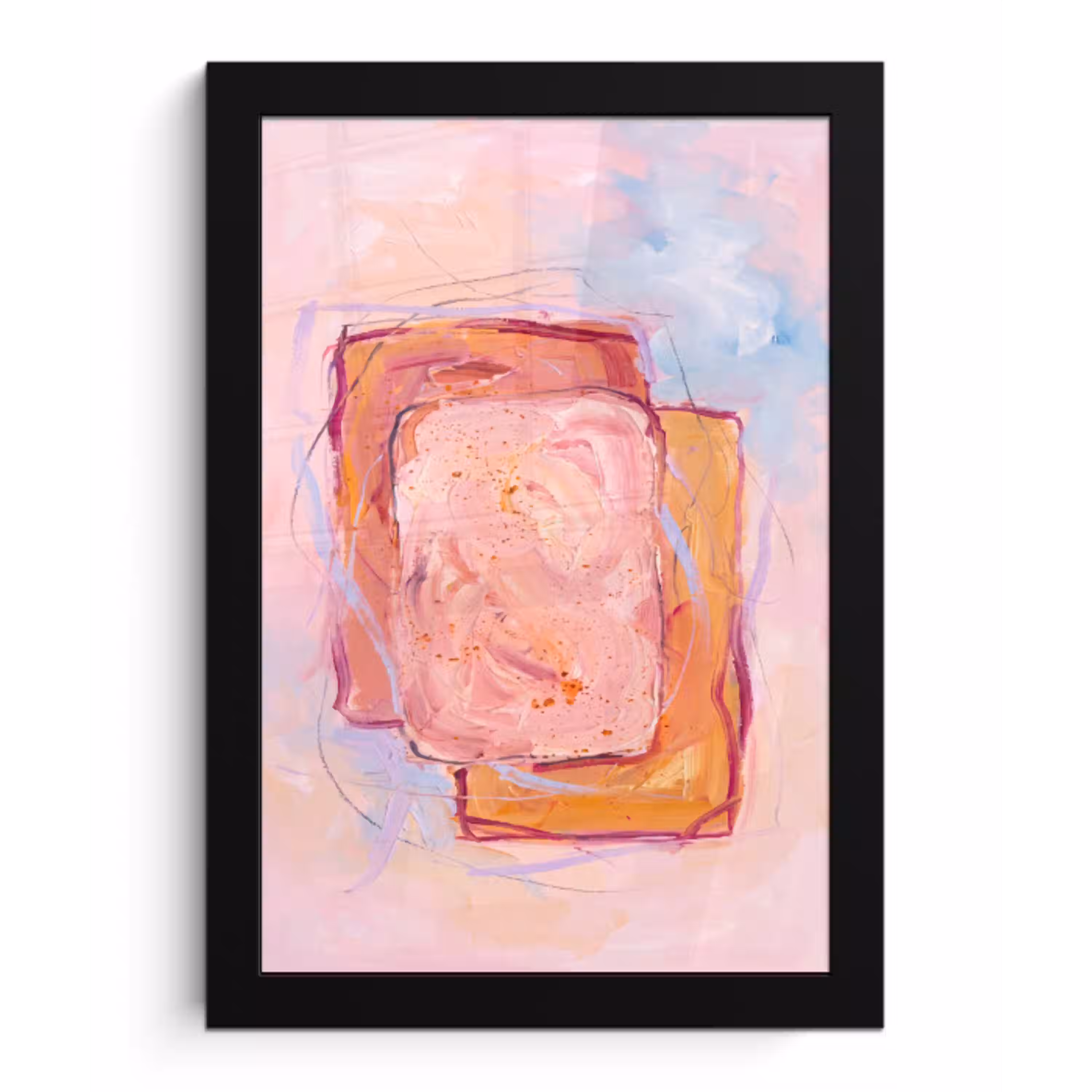 Abstract - Vormen - Modern - Roze fotolijst zwart zonder passe partout klein -3d