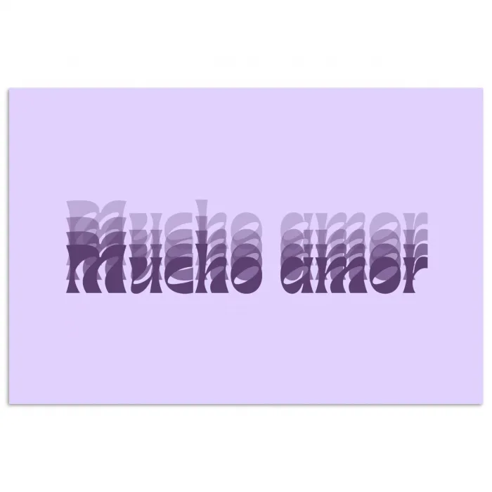 Mucho amor - Paars - Gelaagde letters poster papier klein -3d