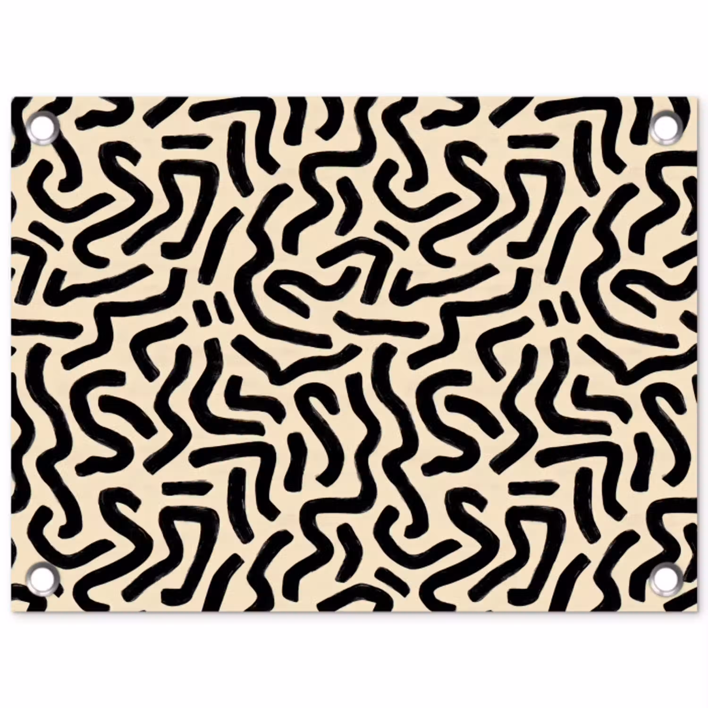 Abstract - Lijnen - Zwart tuinposter los doek klein 239 -3d
