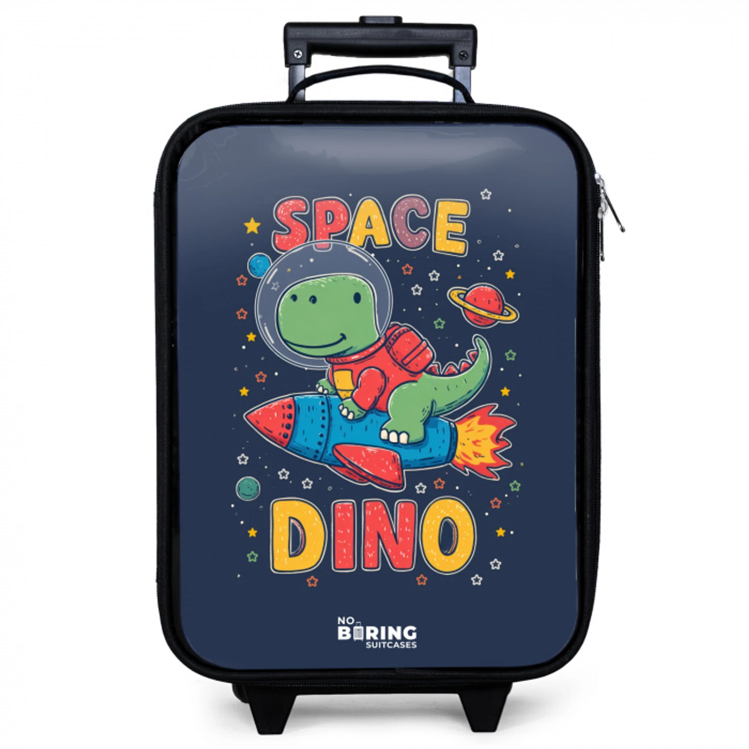 Dino - Groen - Raket - Sterren Kinderkoffer - Zwart klein -zzz_website3d