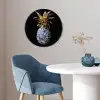 Ananas - Bloemen patroon - Goud - Delftsblauw Fotolijst rond zonder passe partout klein -sfeer2