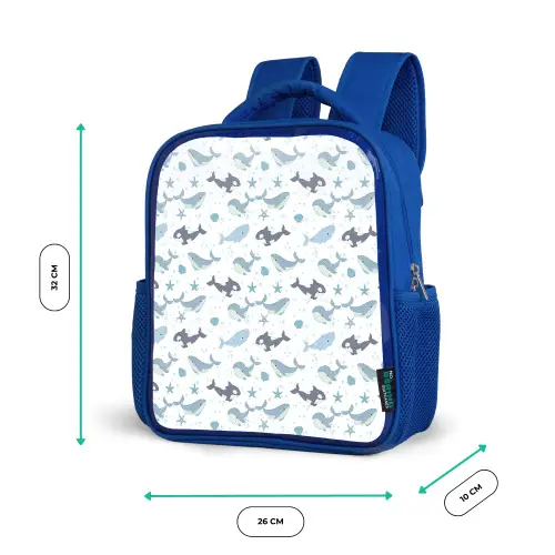Oceaan - Walvis - Orka - Blauw Kinderrugzak - Blauw middel 862 -productfoto_formaten