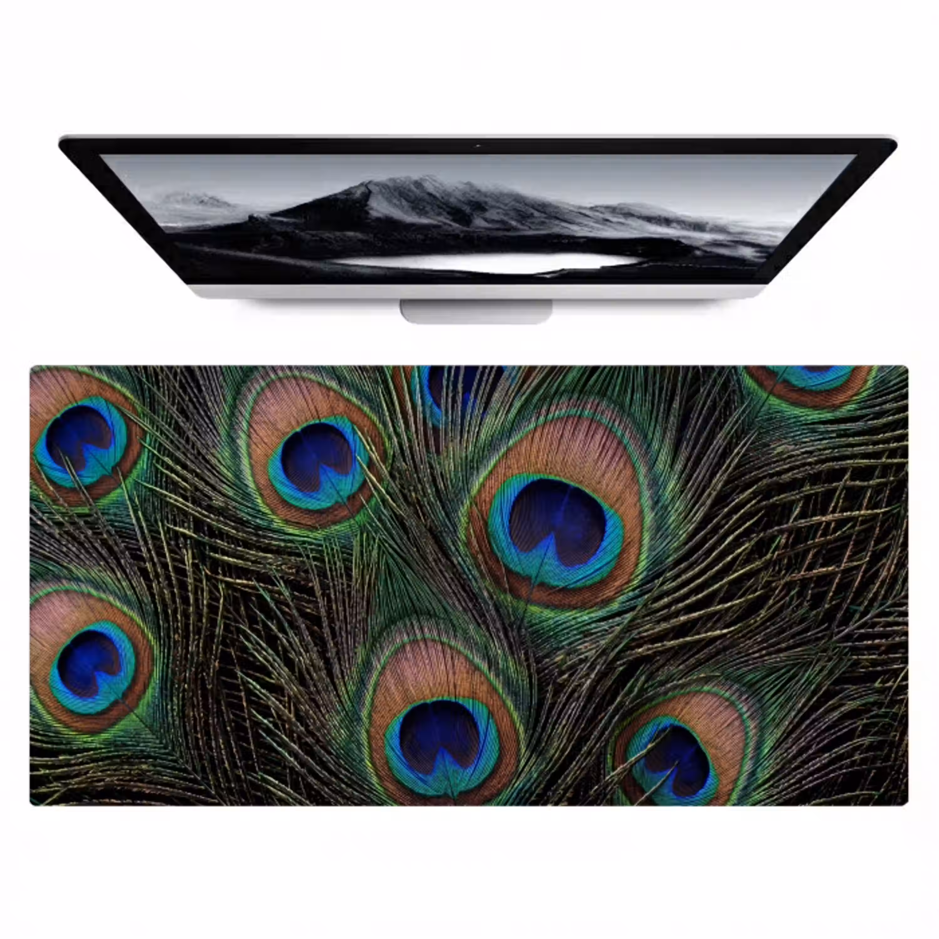 Pauwenveren - Klassiek - Groen Muismat XXL klein -zzz3d