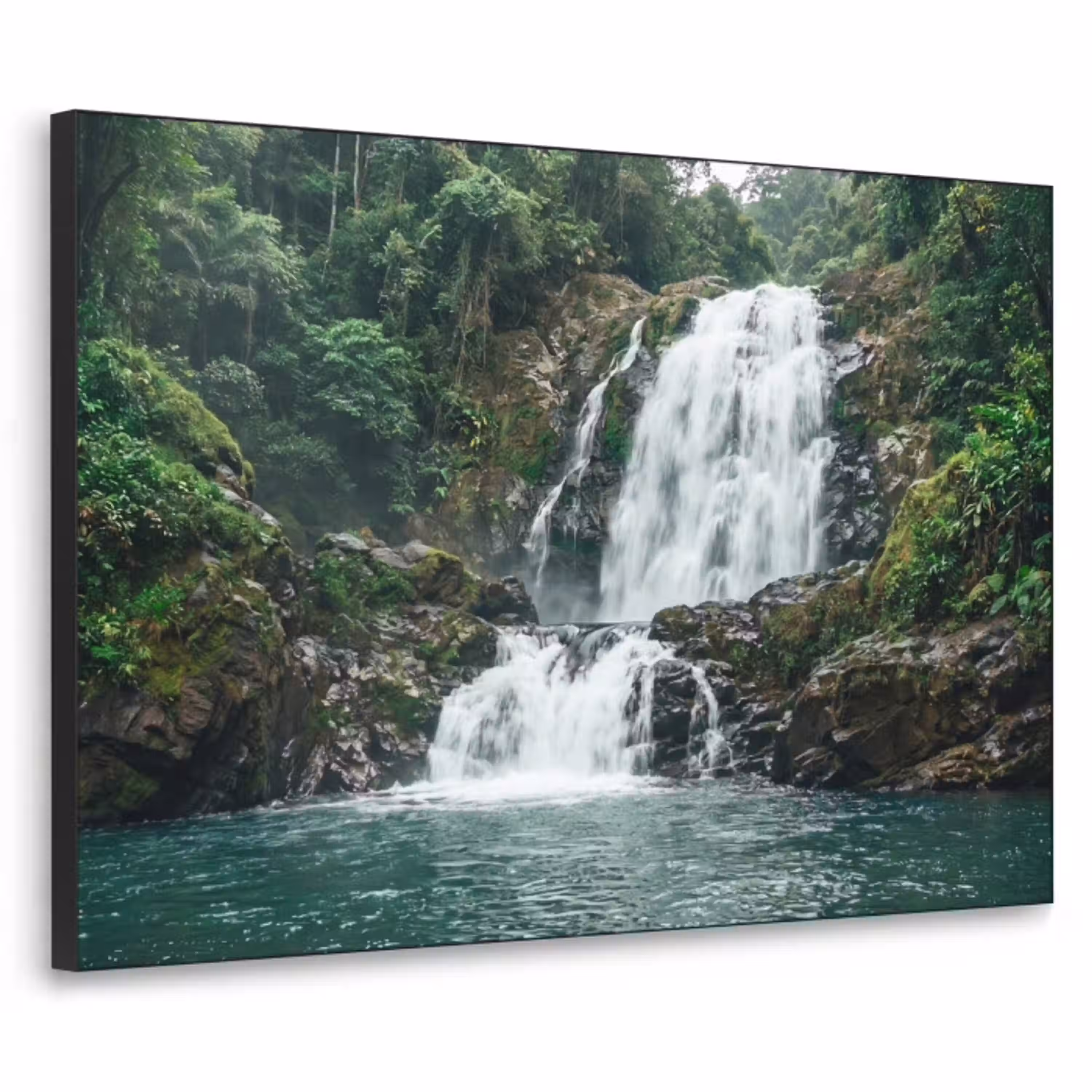 Waterfall - Forest - Nature - Greenkhgyguyg Textielframe zwart klein -3d
