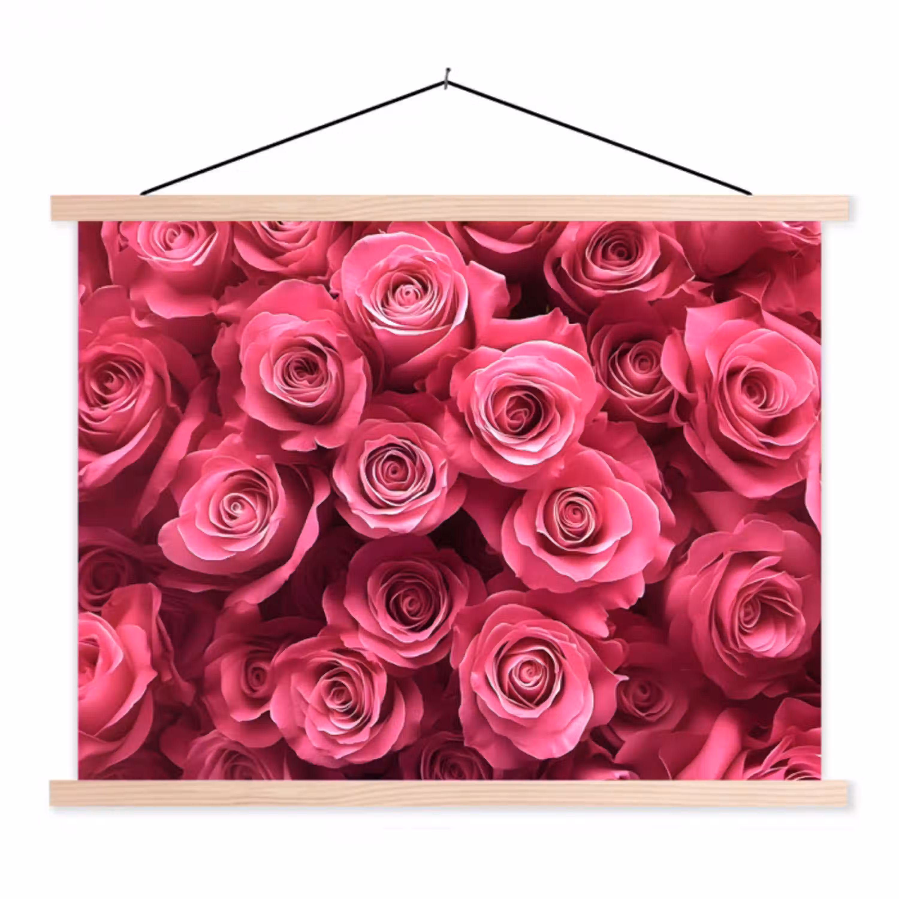 Rozen - Pink - Bloem textielposter latten blank klein -3d