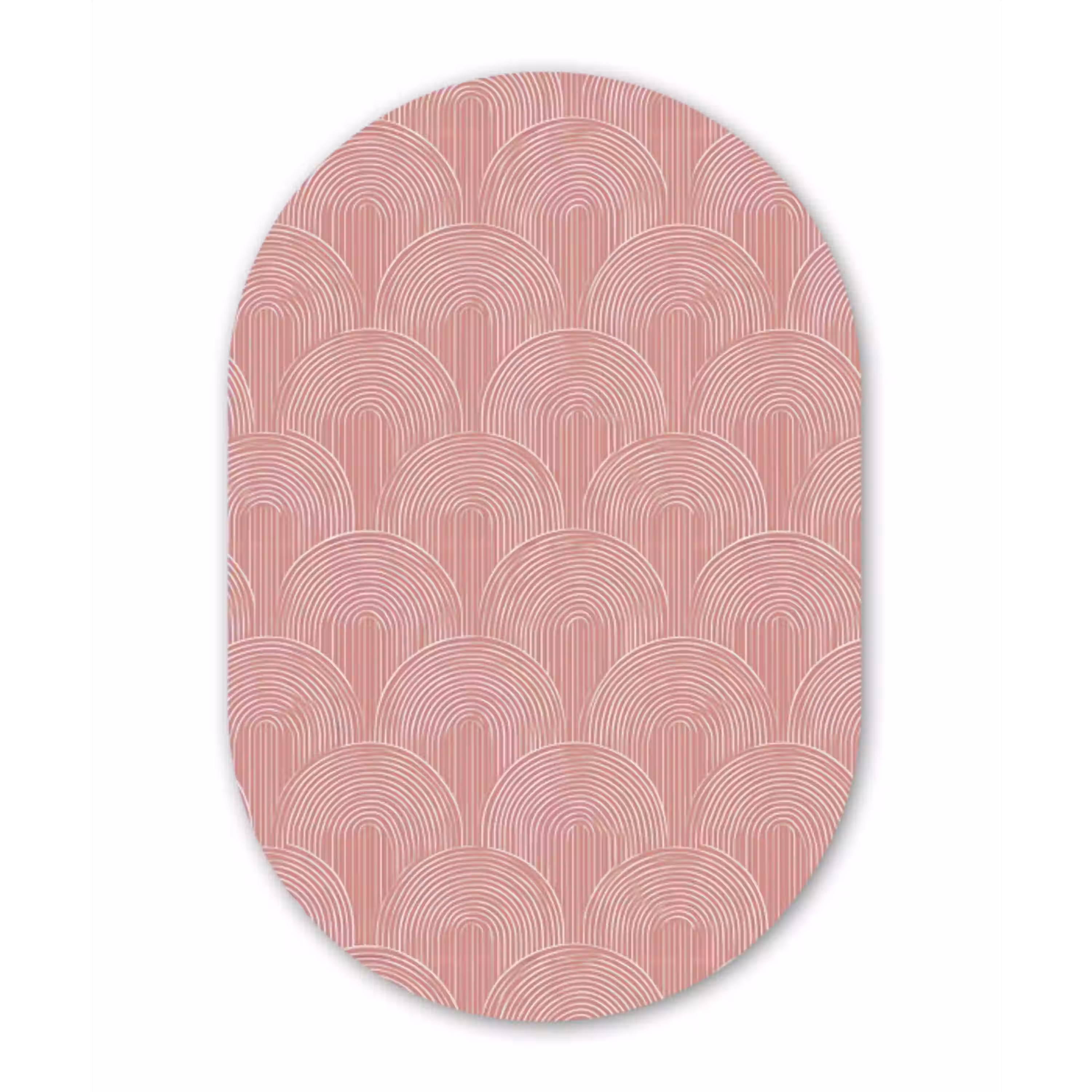 Oudroze - Bogen - Deco - Lijnen Wandcirkel Ovaal Glas middel 847 -3d