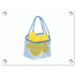 Tas - Blauw - Citroenen - Illustratie tuinposter los doek klein -3d