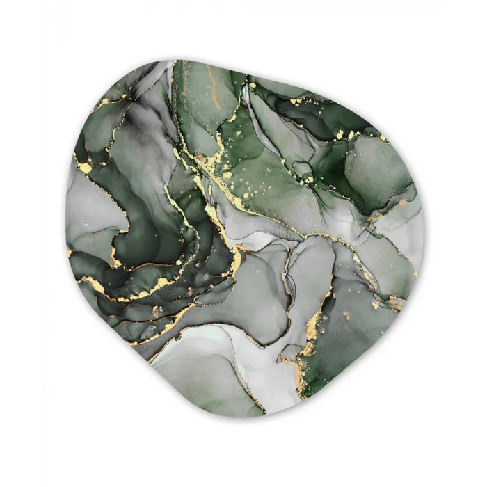 Luxe - Marmer - Groen Wandcirkel Organisch Forex 3mm klein -3d
