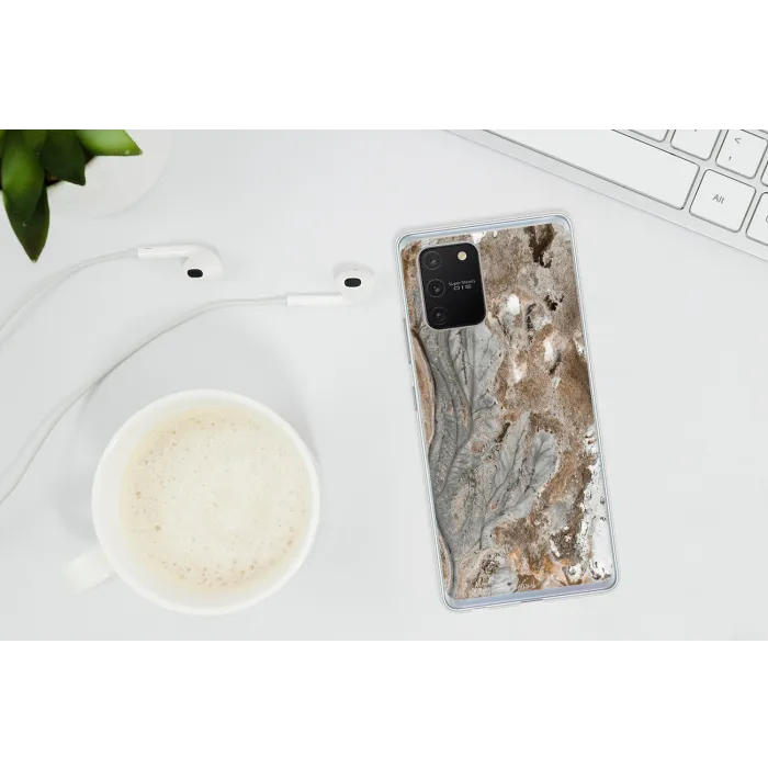 Abstract - Marmer - Wit - Bruin - Marmerlook Telefoonhoesje Samsung Galaxy S10 Lite klein -oordopS10Lite