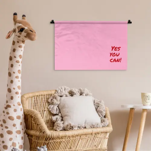 Yes you can do it - Rood - Roze Wandkleed katoen klein -wsfeer5_kind