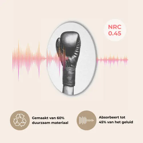 Bokshandschoen - Zwart - Hand Akoestische PET Vilt - Rond klein -USP_NL