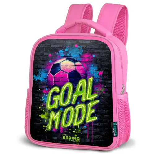 Neon - Graffiti - Voetbal - Kleurrijk Kinderrugzak - Roze middel -schuin