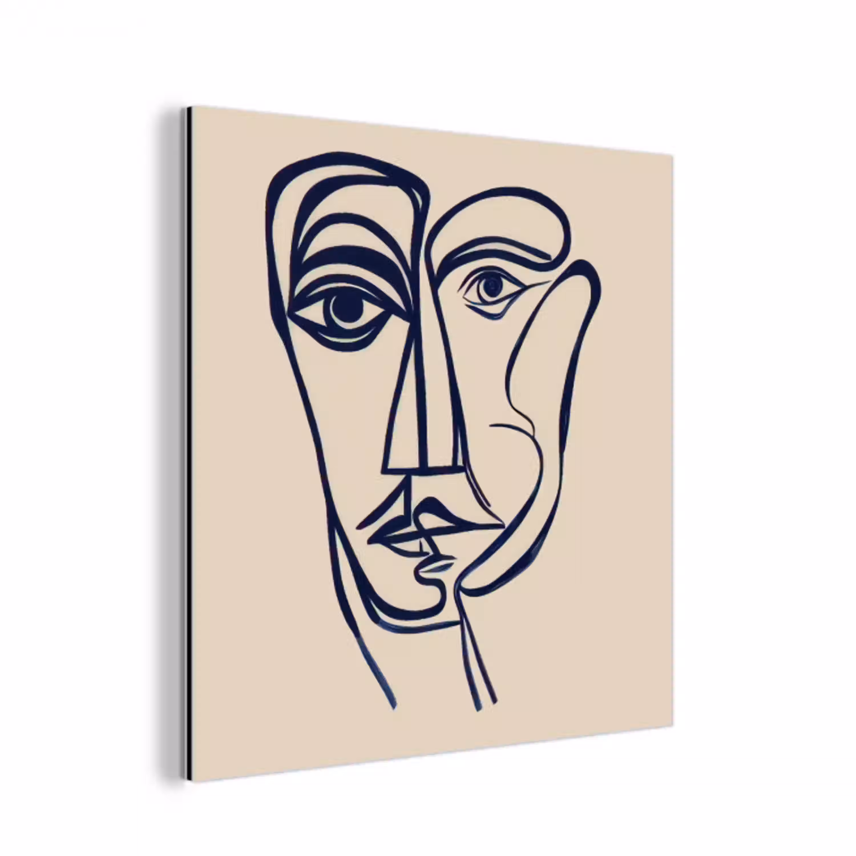 Minimalistisch - Lijnillustratie - Beige - Donkerblauw aluminium wit klein -3d