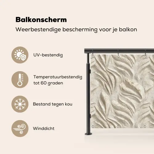 Textuur - Reliëf - Beige Balkonbeschermer Duitsland klein 596 -specs_NL