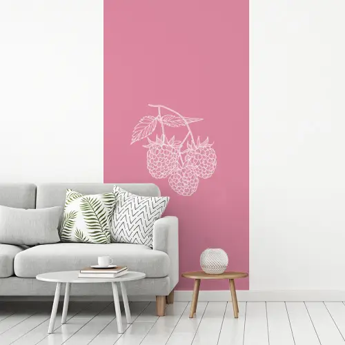 Frambozen - Steel - Getekend - Roze fotobehang vinyl groot -woonkamer