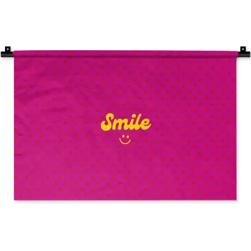 Smile - Stippen - Geel - Smiley - Roze Wandkleed katoen klein -zz3d