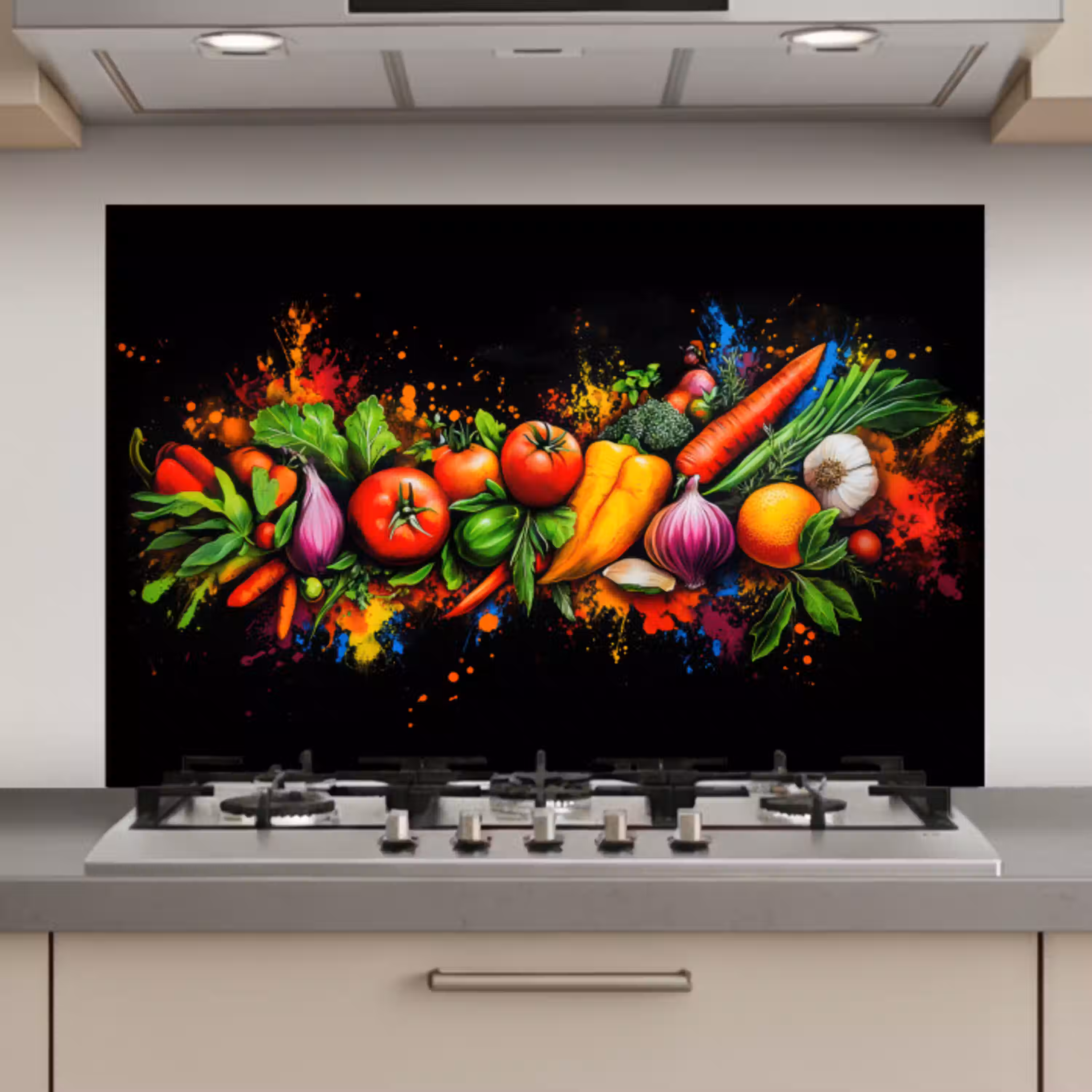 Groente - Eten - Kruiden - Graffiti - Koken keuken achterwand spatscherm klein -3d_website