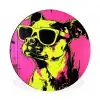 Hond - Zonnebril - Roze - Art Wandcirkel aluminium klein -3d