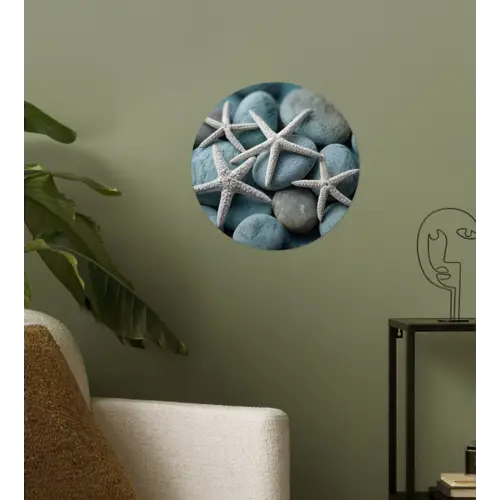 Zeesterren - Stenen - Wit Wandcirkel behangsticker klein -sfeer2