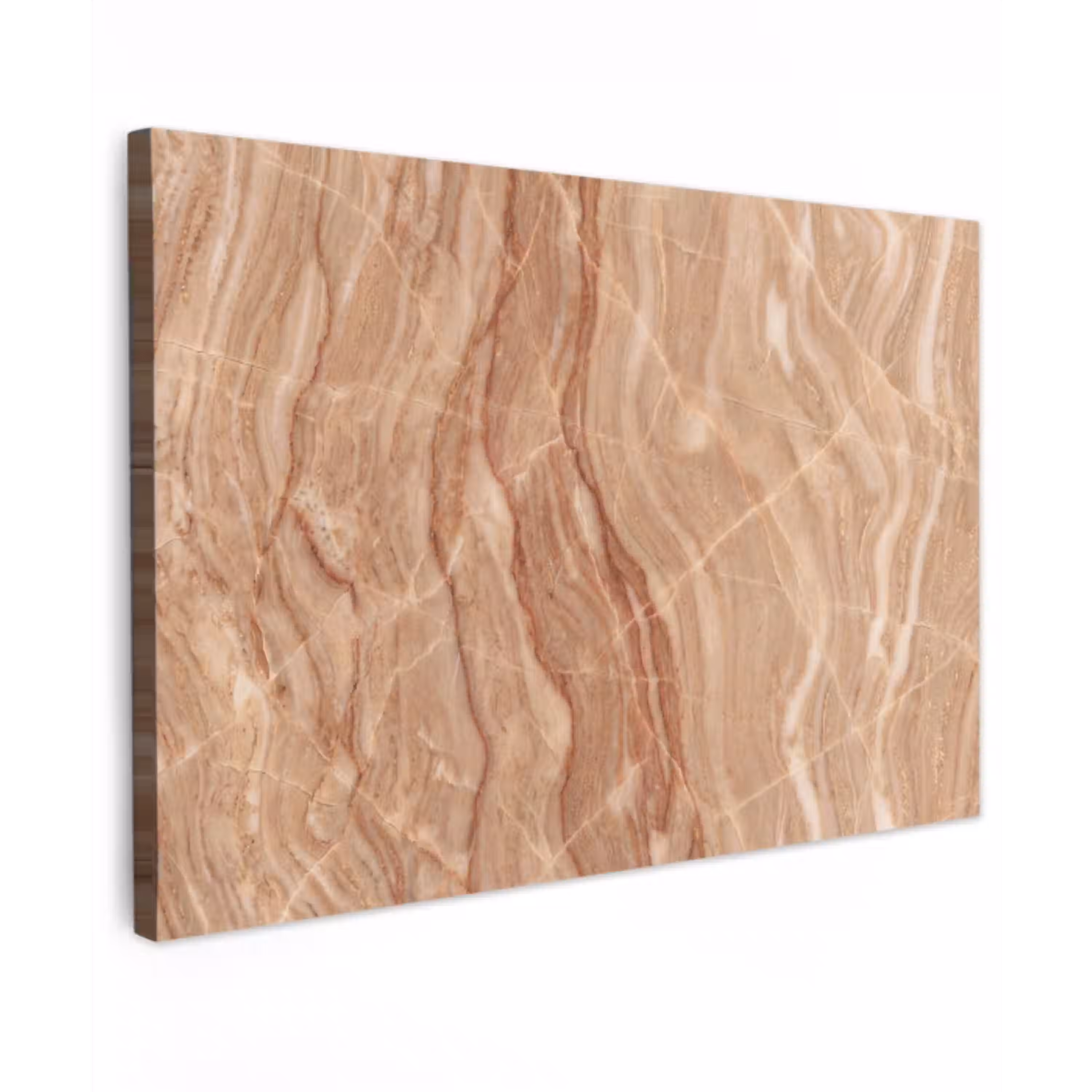 Marmer - Ader - Natuur - Abstract - Beige Tuinposter op houten frame 2 cm dik klein -3d