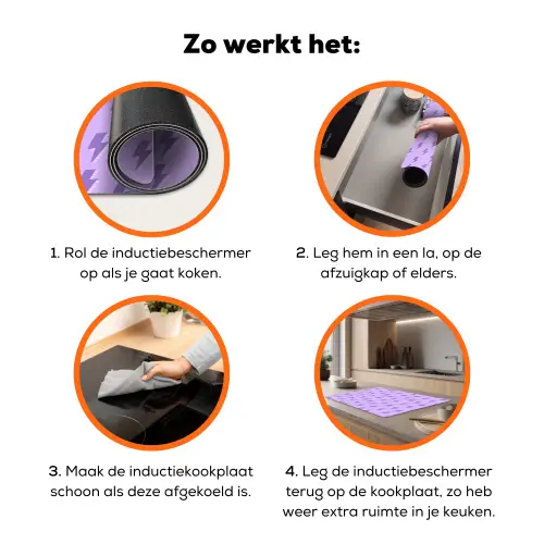 Bliksem - Paars - Lila Inductie beschermer vinyl 3mm klein 276 -zzzzzzz-td-werking