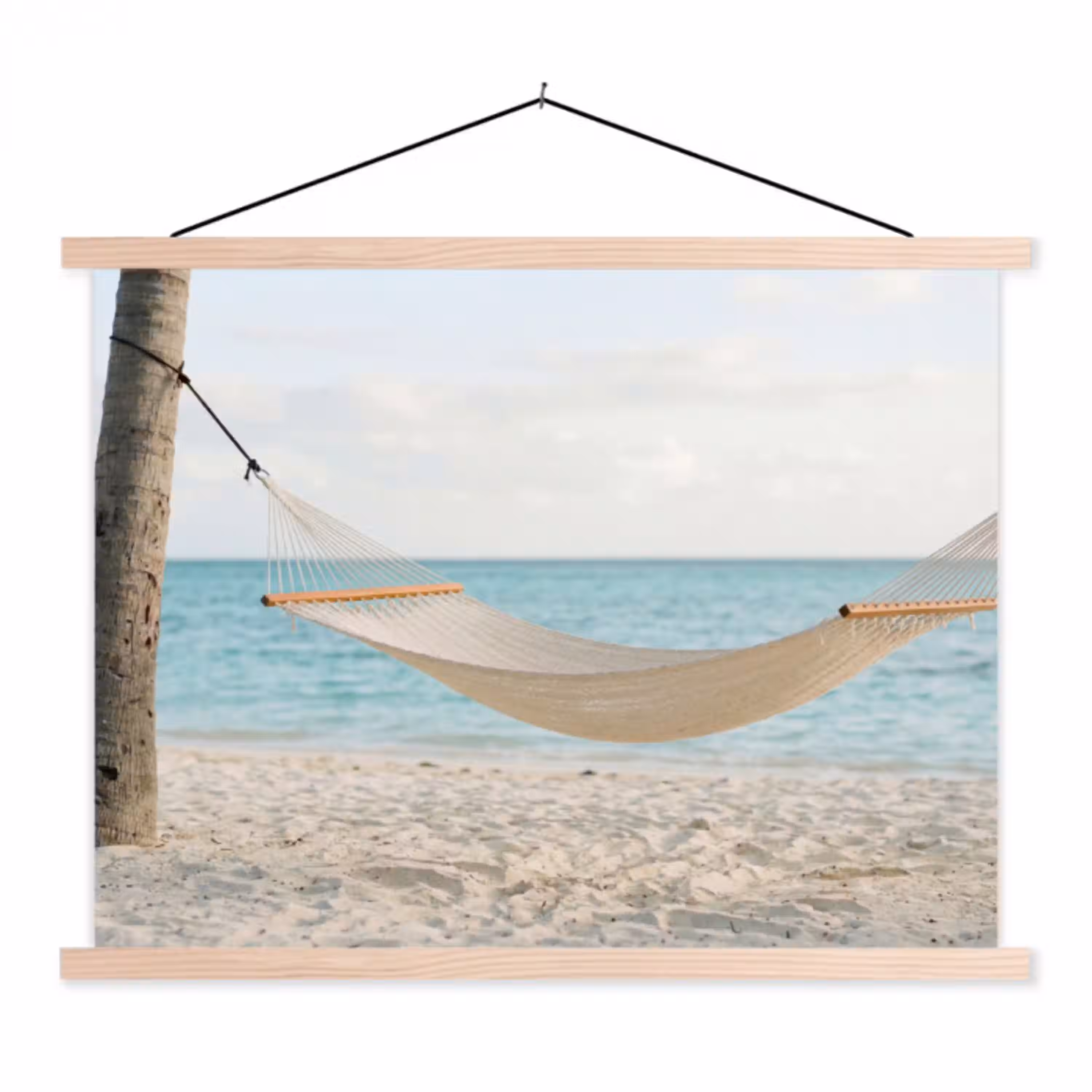 Hangmat - Strand - Wit textielposter latten blank klein -3d