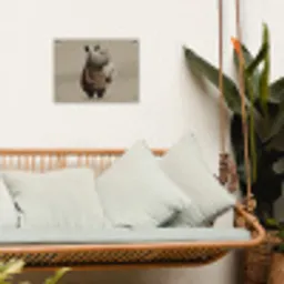 Neushoorn - Witte bloemen - Lief tuinposter los doek klein -sfeer7