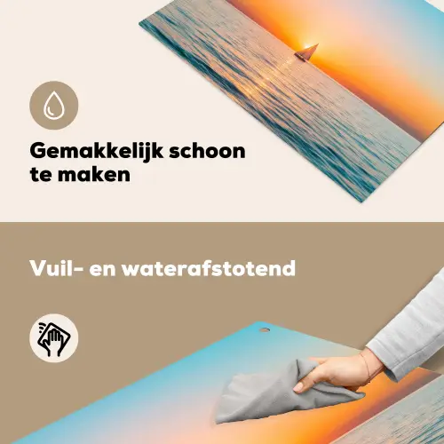 Zee - Zeilboot - Zonsondergang Inductie beschemer met haakjes klein -ky-schoon-nl