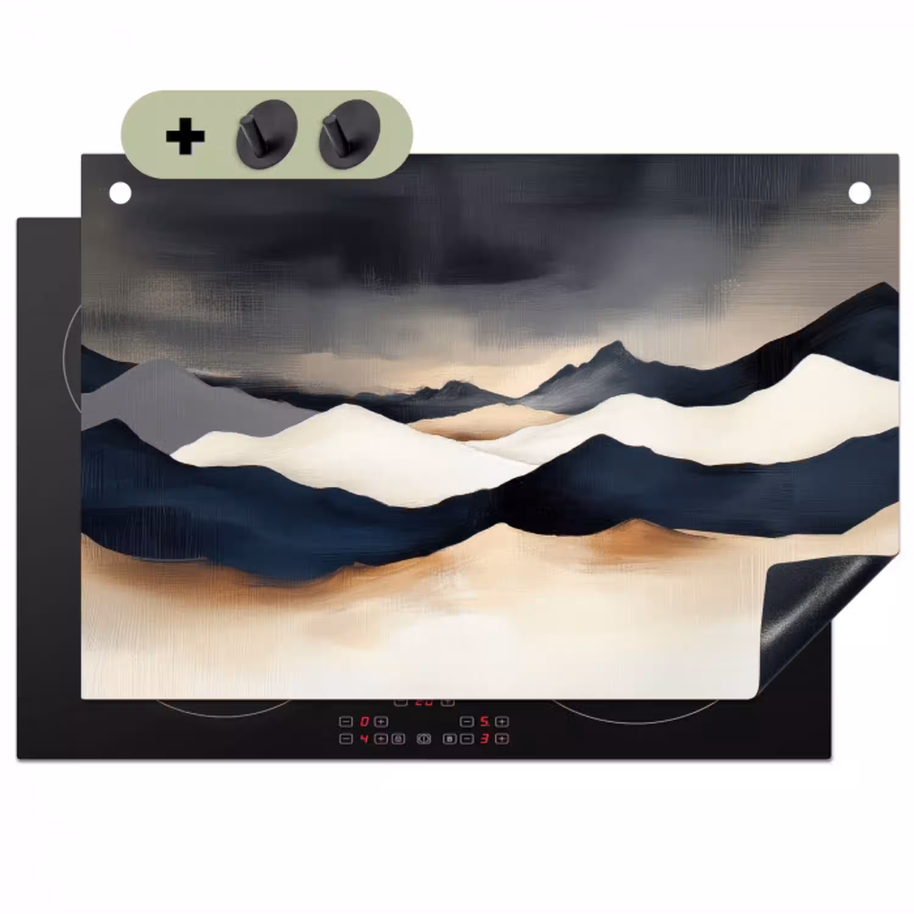 Bergen - Donkerblauw - Landschap Inductie beschemer met haakjes klein -3d