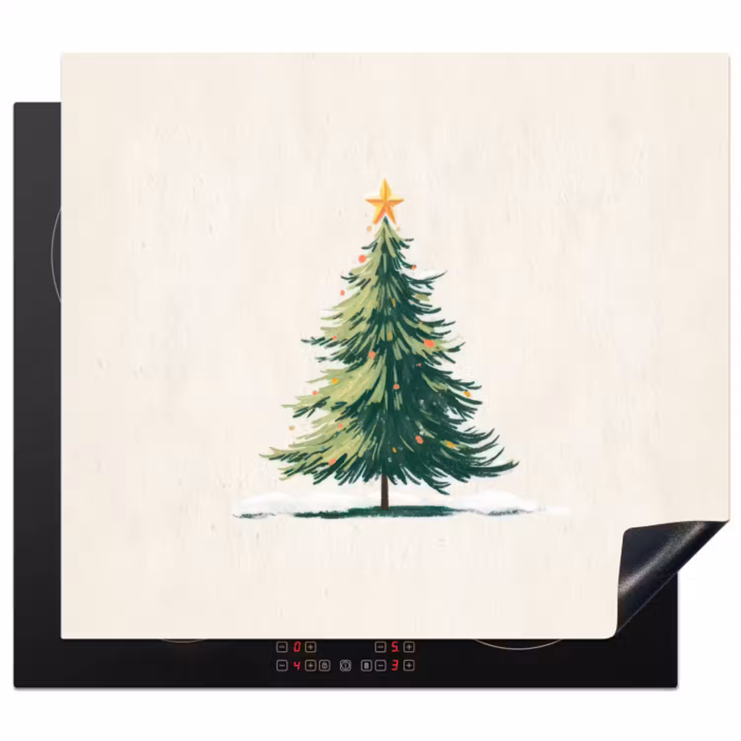 Inductie beschermer - Kerstboom - Illustratie - Ster - Sneeuw