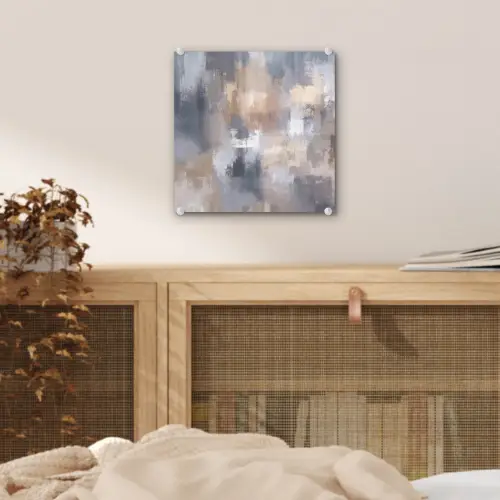 Penseelstreken - Schilderij - Beige plexiglas 5mm klein -sfeer4