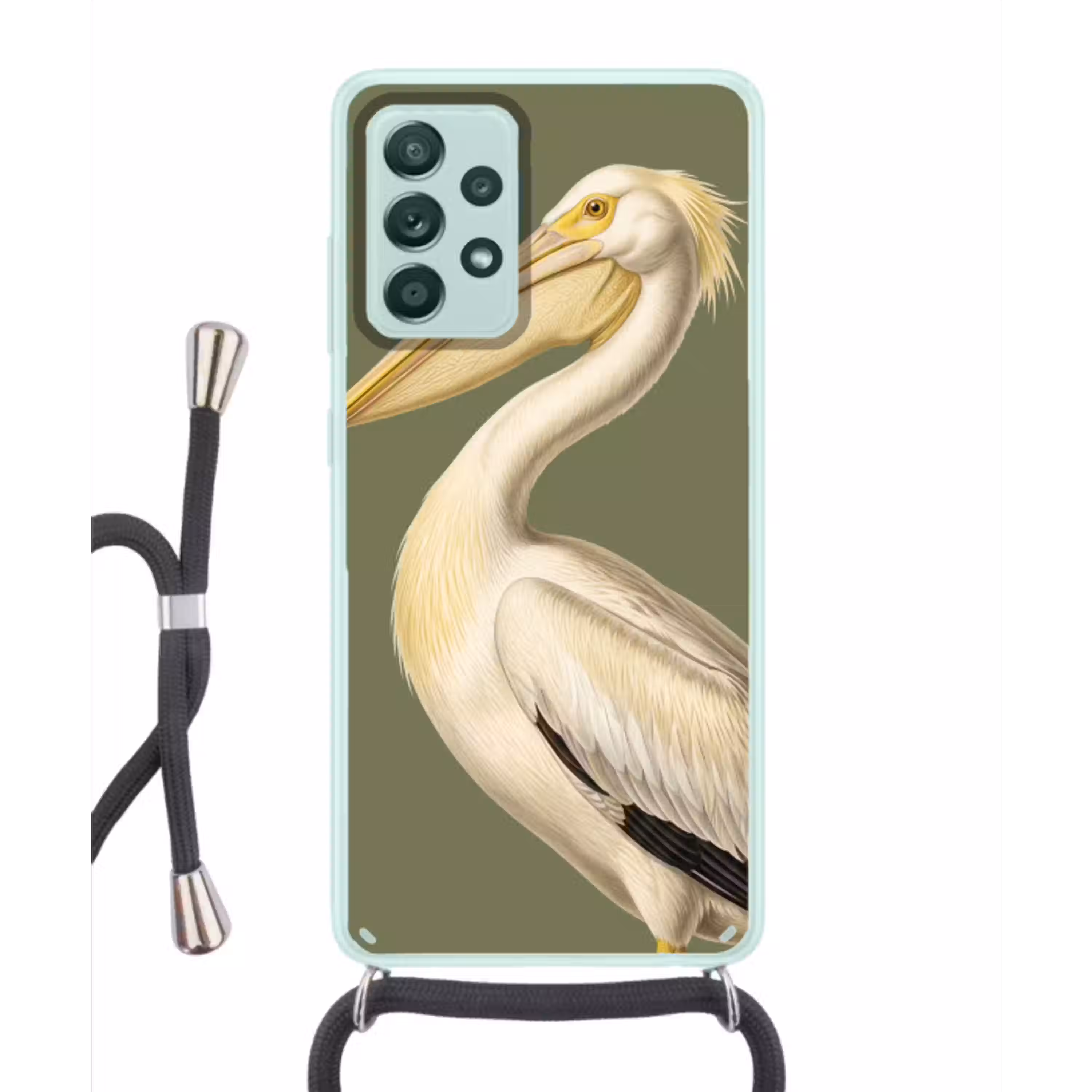 Pelikaan - Wit - Vogel - Klassiek - Natuur Hoesje Samsung Galaxy A52 met koord klein -3d