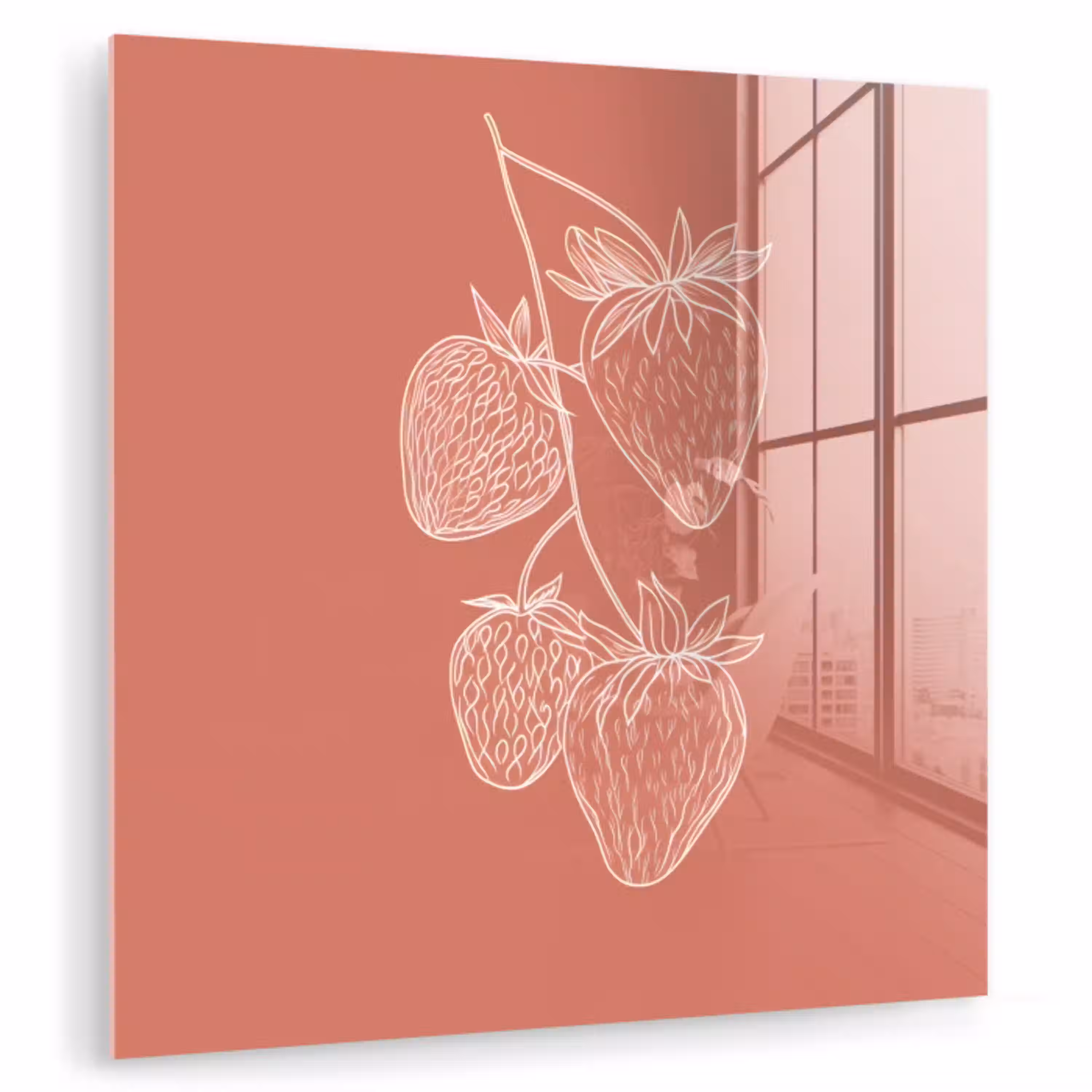 Minimalistisch - Illustratie - Aardbei - Tak plexiglas 5mm klein -zzzproduct_nieuw
