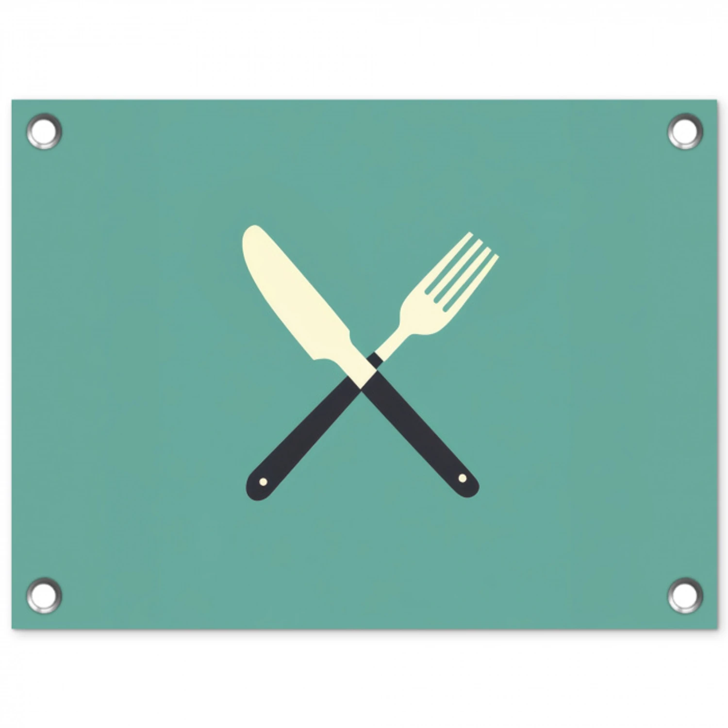 Illustratie - Blauw - Bestek tuinposter los doek klein -3d