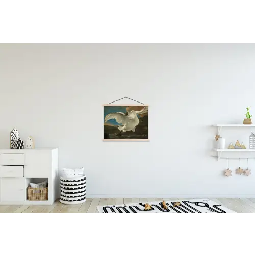 De bedreigde zwaan - Schilderij van Jan Asselijn textielposter latten blank klein -kinderkamer
