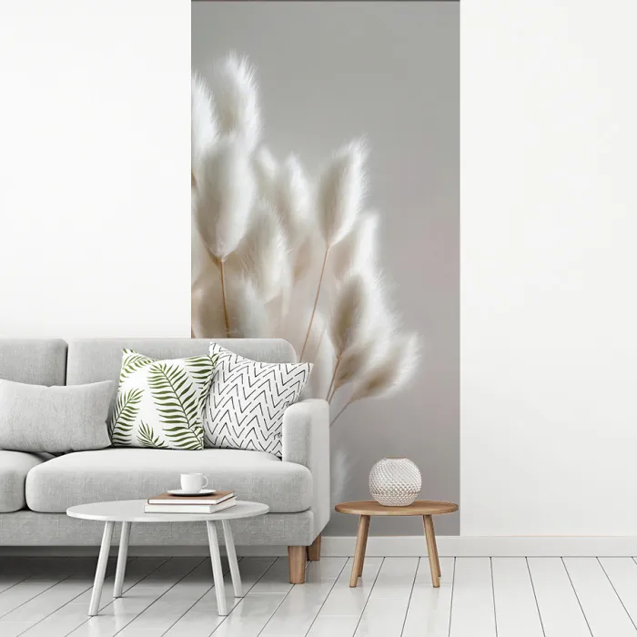 Pluimen - Beige - Minimalistisch fotobehang vinyl groot -woonkamer