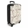 Gezichten in bruine lijn op beige achtergrond NBS - Handbagage koffer - Volwassenen Unisex middel -productfoto_3d