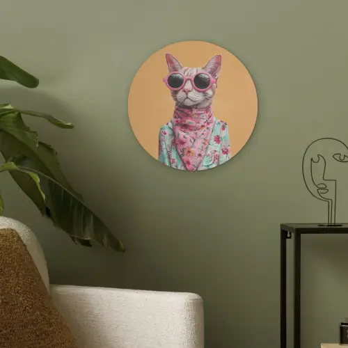 Zonnebril - Kat - Sjaal - Bloemen Akoestische PET Vilt - Rond klein -sfeer2
