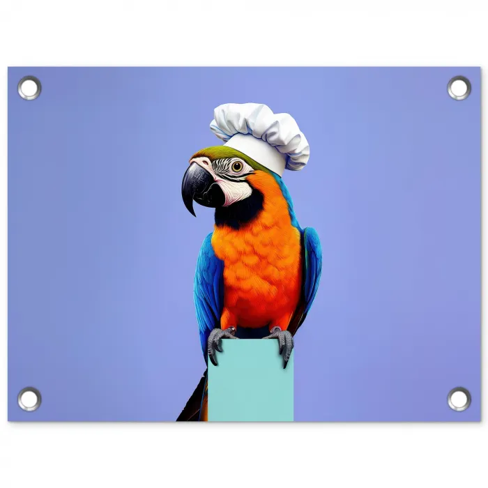 Papegaai - Koksmuts - Vogel - Leuk tuinposter los doek klein -3d