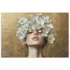 Gezicht - Bloemen - Goud - Abstract poster papier klein -3d