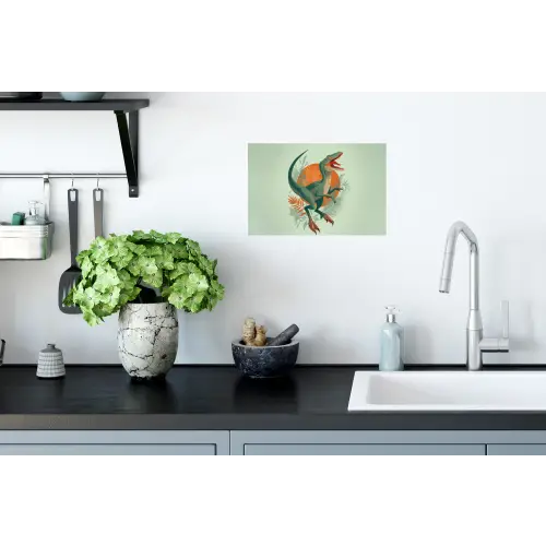 Dino - Bladeren - Grafisch - Groen Muursticker klein -keuken
