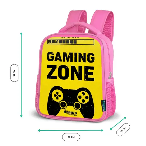 Zwart-geel met gaming zone Kinderrugzak - Roze middel -productfoto_formaten