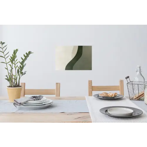 Japandi - Groen - Abstract - Modern Muursticker klein -eettafel