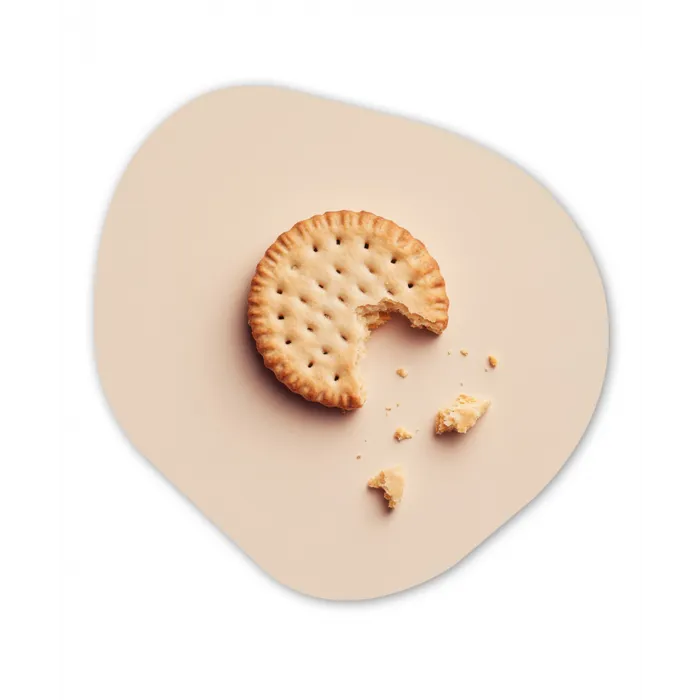 Koekje - Kruimels - beige Wandcirkel Organisch Forex 3mm klein -3d