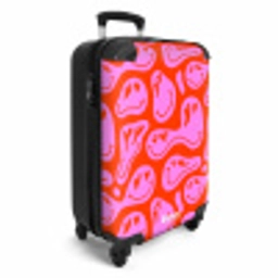Abstracte smileyfiguren met hartogen op rood en roze NBS - Handbagage koffer - Vrouwen middel -productfoto_3d