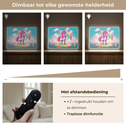 Unicorn - Meisjes - Bloemen - Regenboog - Eenhoorn Light Box met batterij (Wandlamp kind) middel -USP_dimbaarNL