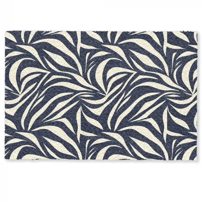 Bladvormen - Blauw - Patroon - Wit Deurmat klein 898 -zkaufland3d